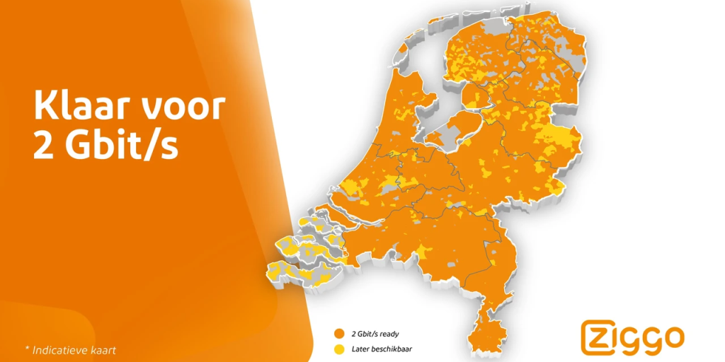 VodafoneZiggo lanceert 2 Gbit/s-internet in vrijwel heel Nederland